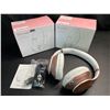 Image 2 : Lot of 2 Glynzak Wireless Over-Ear Headphones w/ 65hr Music/Talk Time! Rose Gold - Brand New!