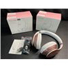 Image 2 : Lot of 2 Glynzak Wireless Over-Ear Headphones w/ 65hr Music/Talk Time! Rose Gold - Brand New!