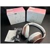 Image 2 : Lot of 2 Glynzak Wireless Over-Ear Headphones w/ 65hr Music/Talk Time! Rose Gold - Brand New!