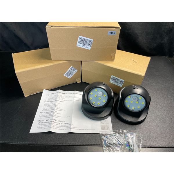 Lot of 3 Boxes of 360-Degree Wireless LED Motion Sensor Lights - 2 Per Box/6 Total - Brand New!