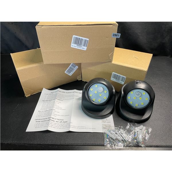 Lot of 3 Boxes of 360-Degree Wireless LED Motion Sensor Lights - 2 Per Box/6 Total - Brand New!