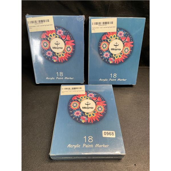 Lot of 3 Packs of Acrylic Paint Pen Markers - 18PCS Each - Brand New!