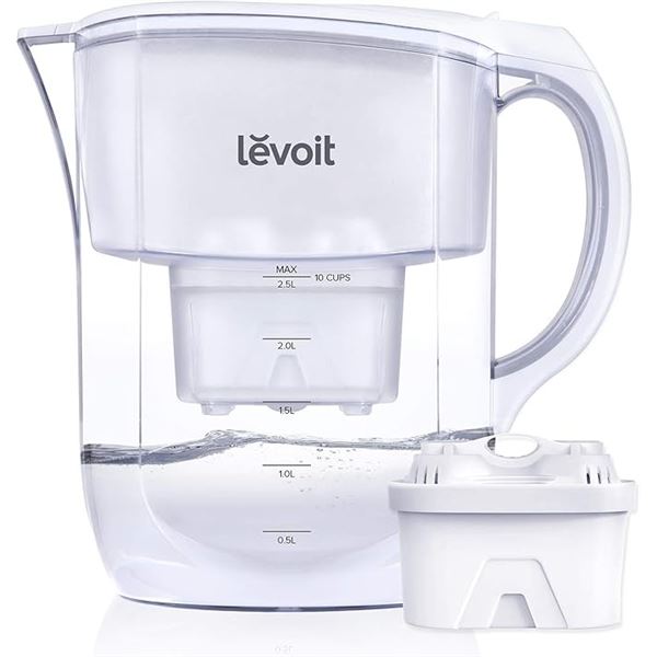 Lot of 1 Levoit LV110WP 10-Cup Large Water Filter Pitcher - Brand New!