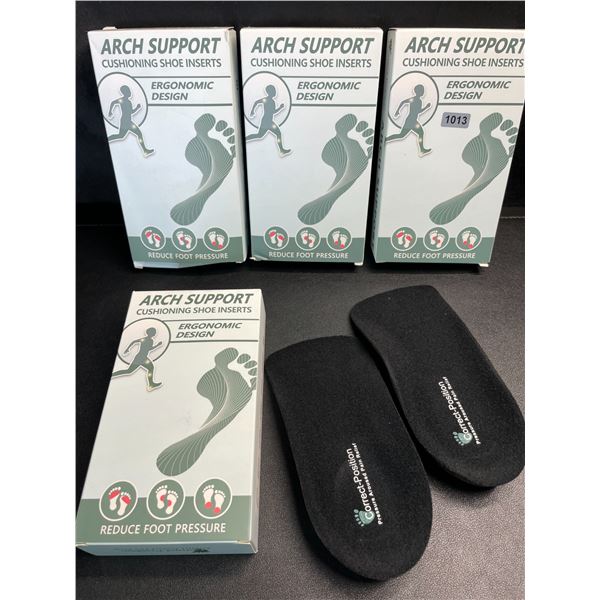 Lot of 4 Boxes of Arch Support Cushioning Shoe Inserts - Relieves Foot Pain/Platar Fasciitis - NEW