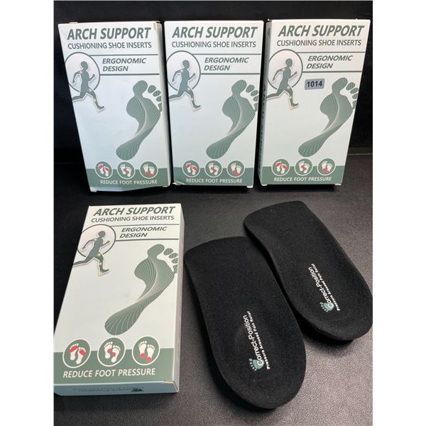 Lot of 4 Boxes of Arch Support Cushioning Shoe Inserts - Relieves Foot Pain/Platar Fasciitis - NEW