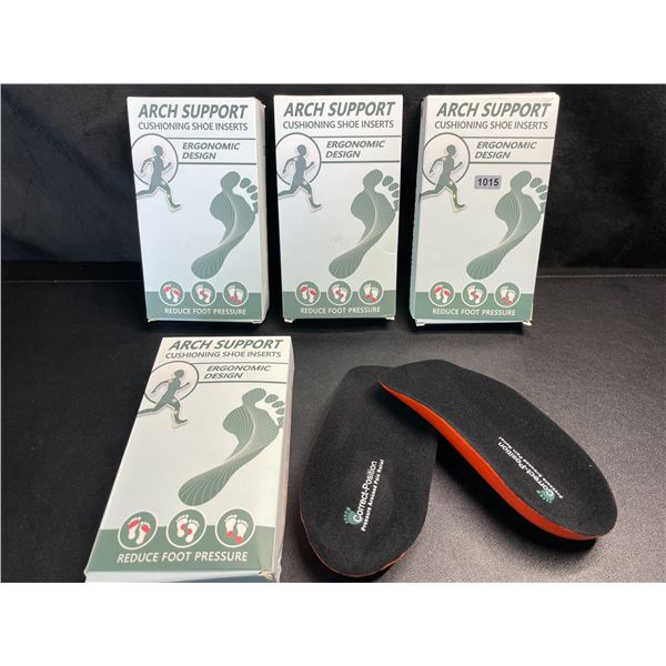 Lot of 4 Boxes of Arch Support Cushioning Shoe Inserts - Relieves Foot Pain/Platar Fasciitis - NEW
