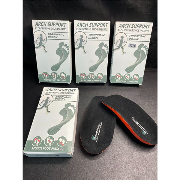 Lot of 4 Boxes of Arch Support Cushioning Shoe Inserts - Relieves Foot Pain/Platar Fasciitis - NEW