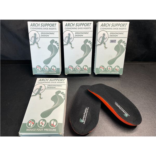 Lot of 4 Boxes of Arch Support Cushioning Shoe Inserts - Relieves Foot Pain/Platar Fasciitis - NEW