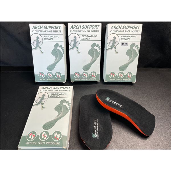Lot of 4 Boxes of Arch Support Cushioning Shoe Inserts - Relieves Foot Pain/Platar Fasciitis - NEW
