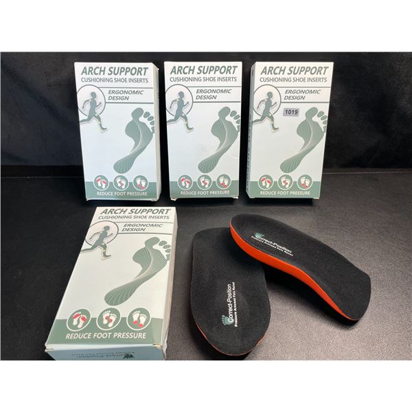 Lot of 4 Boxes of Arch Support Cushioning Shoe Inserts - Relieves Foot Pain/Platar Fasciitis - NEW