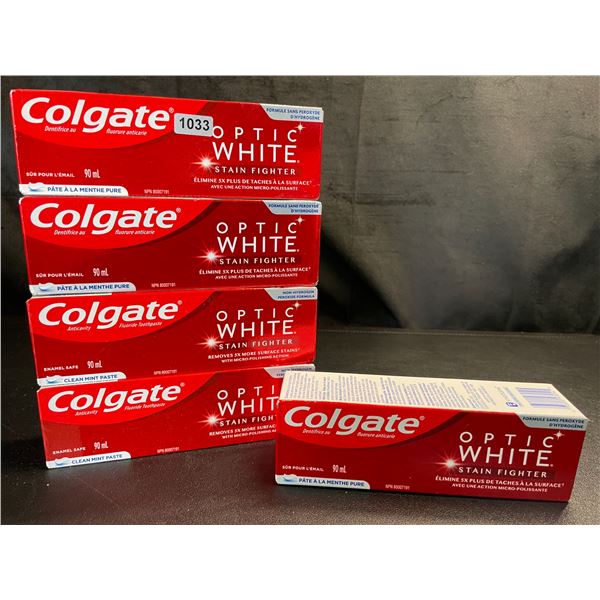Lot of 5 Boxes of Colgate Optic White Stain Fighter Clean Mint Toothpastes - New