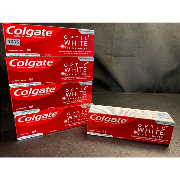 Lot of 5 Boxes of Colgate Optic White Stain Fighter Clean Mint Toothpastes - New