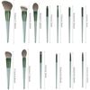 Image 2 : Lot of 4 Makeup Brush Sets with Velvet Storage Pouch - Green - 13PCS each - Brand New!