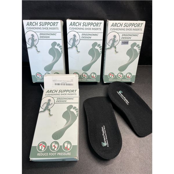 Lot of 4 Boxes of Arch Support Cushioning Shoe Inserts - Relieves Foot Pain/Platar Fasciitis - NEW