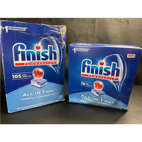 Lot of 2 Boxes of Finish Powerball Automatic Dishwasher Tabs - 105 Tabs + 78 Tabs - New