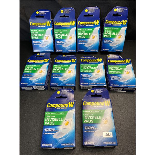 Lot of 10 Boxes of Compound W - Wart Remover - Max Strength One-Step Invisible Pads - New