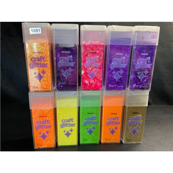 Lot of 10 Jars of Premium Hemway Craft Glitters - 130G each - Assorted Colours - Brand New!