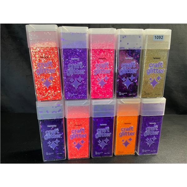 Lot of 10 Jars of Premium Hemway Craft Glitters - 130G each - Assorted Colours - Brand New!