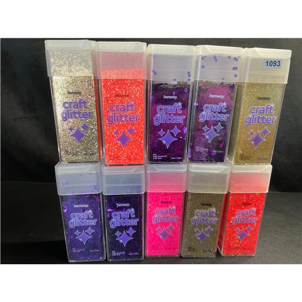 Lot of 10 Jars of Premium Hemway Craft Glitters - 130G each - Assorted Colours - Brand New!