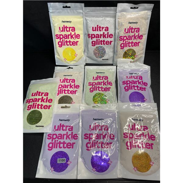 Lot of 10 Packs of Premium Hemway Ultra Sparkle Glitters - 100G each - Assorted Colours - Brand New!