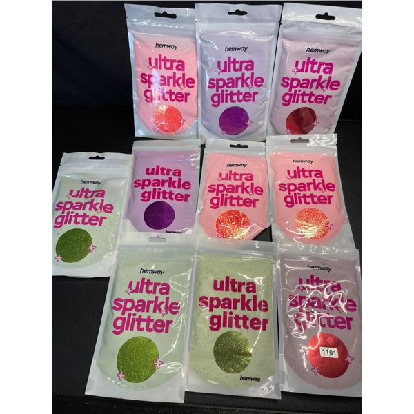 Lot of 10 Packs of Premium Hemway Ultra Sparkle Glitters - 100G each - Assorted Colours - Brand New!
