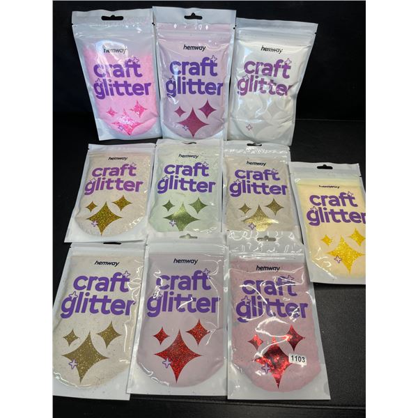 Lot of 10 Packs of Premium Hemway Craft Glitters - 100G each - Assorted Colours - Brand New!