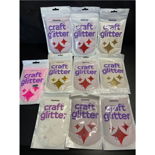 Lot of 10 Packs of Premium Hemway Craft Glitters - 100G each - Assorted Colours - Brand New!