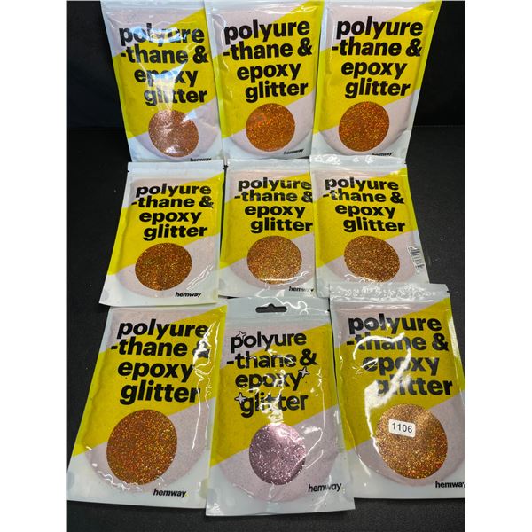 Lot of 9 Premium Hemway Polyurethane & Epoxy Glitter Packs - Brand New!