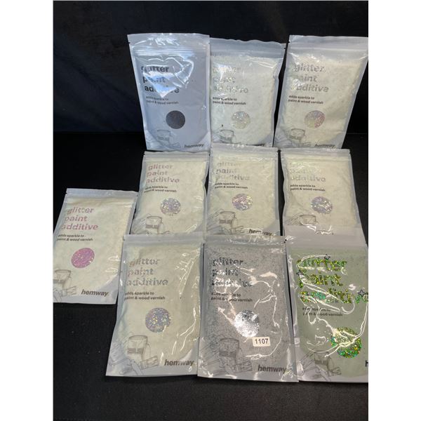Lot of 10 Packs of Premium Hemway Glitter Paint Additives - Assorted Colours - Brand New!