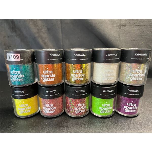 Lot of 10 Jars of Premium Hemway Ultra Sparkle Glitters - Assorted Colours - Brand New!