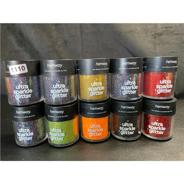 Lot of 10 Jars of Premium Hemway Ultra Sparkle Glitters - Assorted Colours - Brand New!
