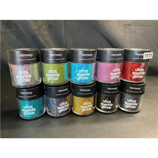Lot of 10 Jars of Premium Hemway Ultra Sparkle Glitters - Assorted Colours - Brand New!