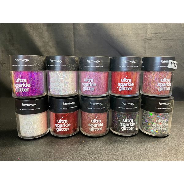 Lot of 10 Jars of Premium Hemway Ultra Sparkle Glitters - Assorted Colours - Brand New!