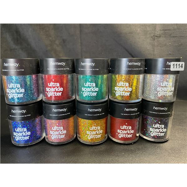 Lot of 10 Jars of Premium Hemway Ultra Sparkle Glitters - Assorted Colours - Brand New!