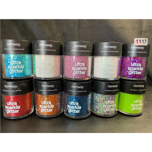 Lot of 10 Jars of Premium Hemway Ultra Sparkle Glitters - Assorted Colours - Brand New!