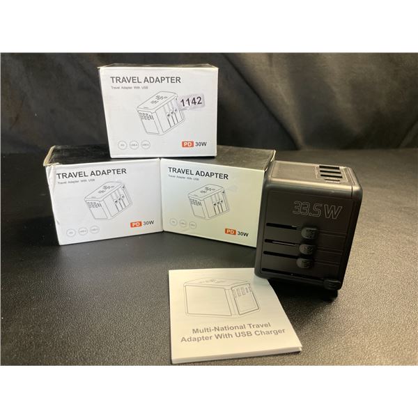 Lot of 3 Travel Adapters with USB - Brand New!