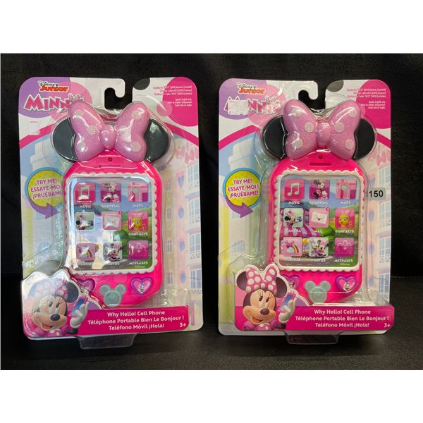 Lot of 2 Disney Junior Minnie Mouse Cell Phone Toys - Lights Up, Sings, etc. - Brand New!
