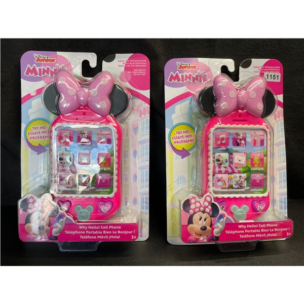 Lot of 2 Disney Junior Minnie Mouse Cell Phone Toys - Lights Up, Sings, etc. - Brand New!