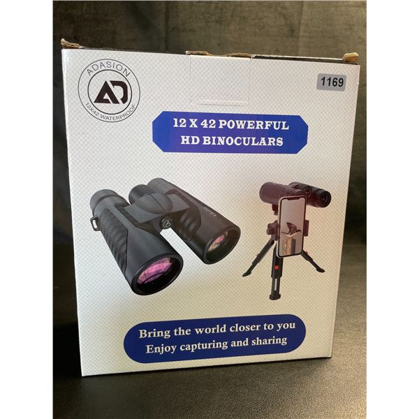 Lot of 1 Pair of Adasion 12x42 Powerful HD Binoculars - Brand New!