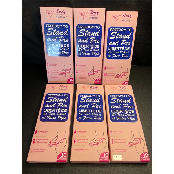 Lot of 6 Packs of Birdy Disposable Female Standing Urination Devices - 10 Per Pack/60 Total - New