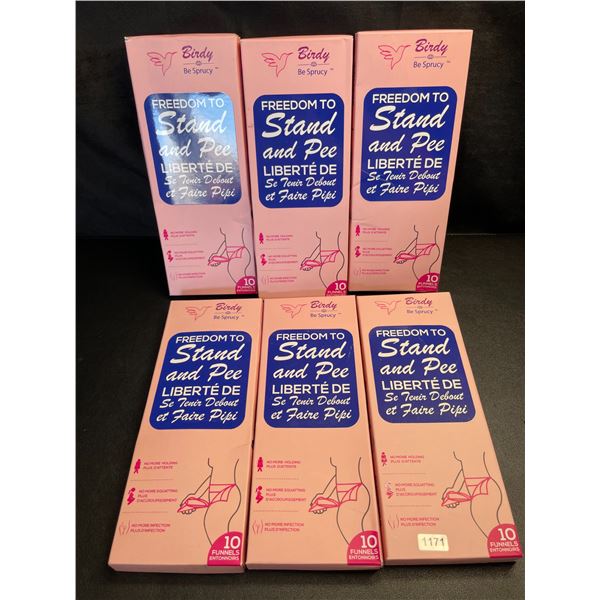 Lot of 6 Packs of Birdy Disposable Female Standing Urination Devices - 10 Per Pack/60 Total - New