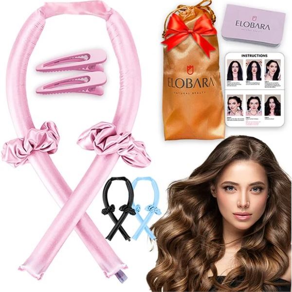Lot of 8 Elobara Natural Silk Heatless Hair Curler Sets - Brand New!