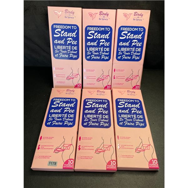 Lot of 6 Packs of Birdy Disposable Female Standing Urination Devices - 10 Per Pack/60 Total - New