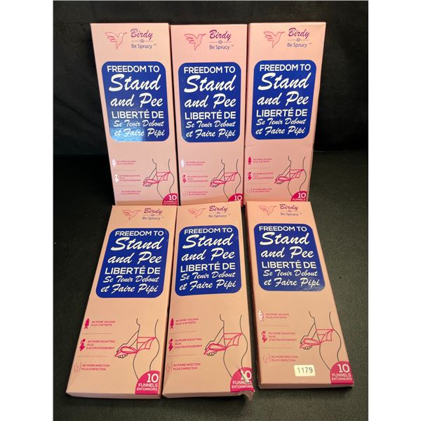 Lot of 6 Packs of Birdy Disposable Female Standing Urination Devices - 10 Per Pack/60 Total - New