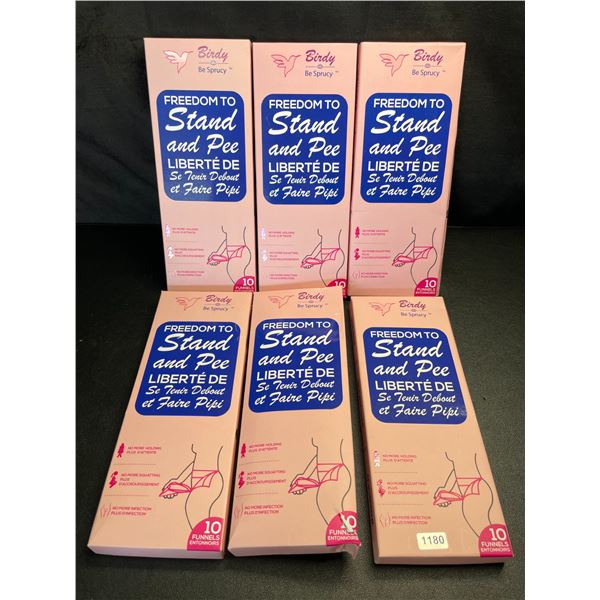 Lot of 6 Packs of Birdy Disposable Female Standing Urination Devices - 10 Per Pack/60 Total - New