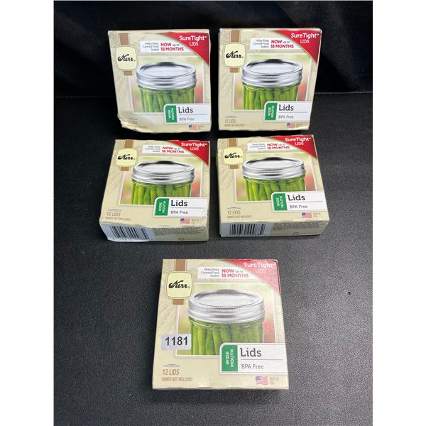 Lot of 5 Boxes of Kerr SureTight Wide Mouth Lids for Canned Food - 12 Lids Each - New