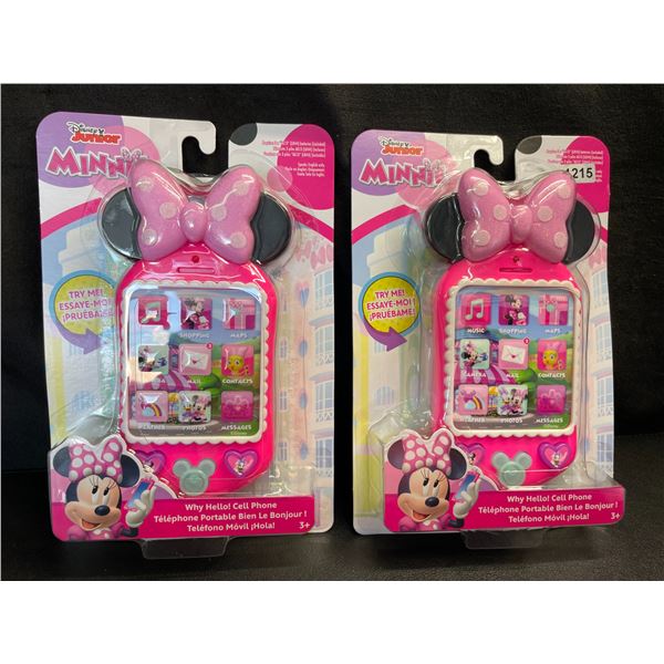 Lot of 2 Disney Junior Minnie Mouse Cell Phone Toys - Lights Up, Sings, etc. - Brand New!