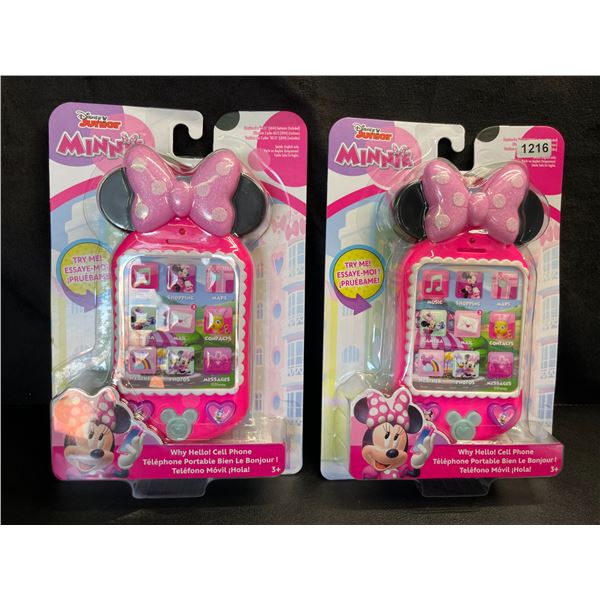 Lot of 2 Disney Junior Minnie Mouse Cell Phone Toys - Lights Up, Sings, etc. - Brand New!