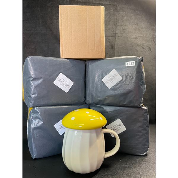 Lot of 5 Ceramic Mushroom Mugs - Brand New