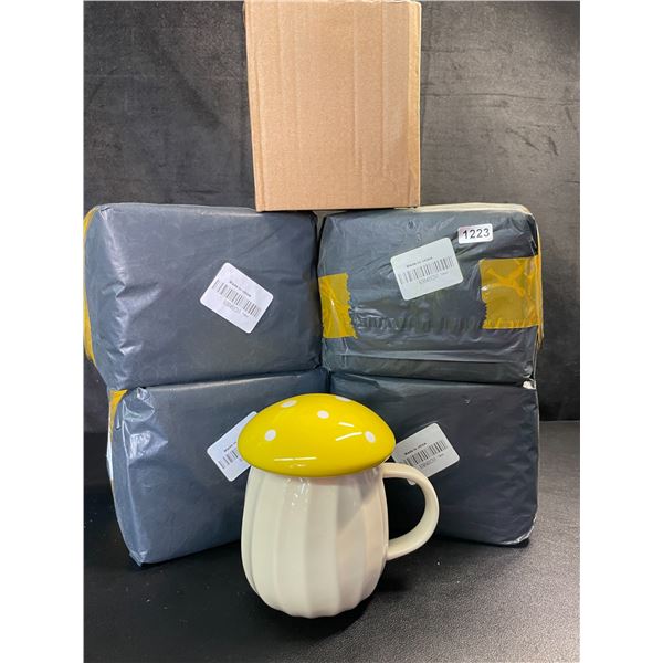 Lot of 5 Ceramic Mushroom Mugs - Brand New